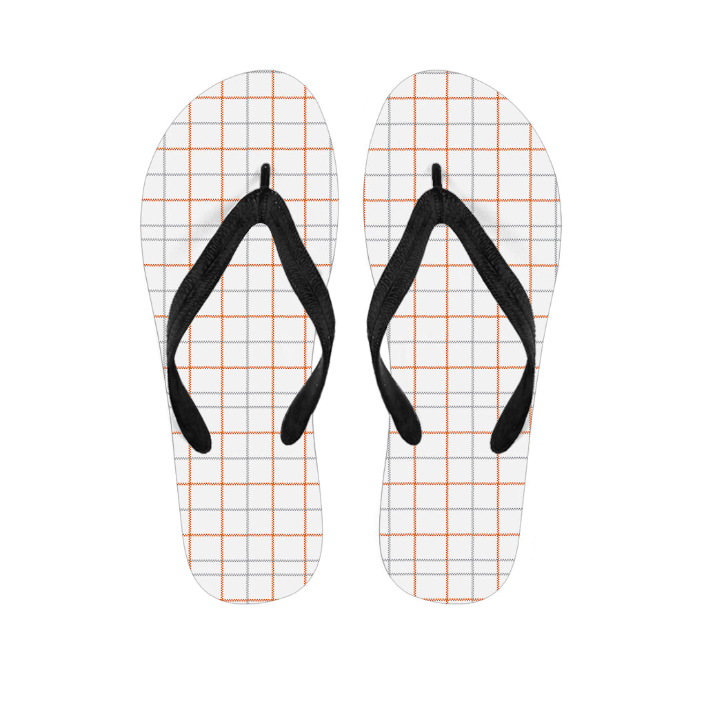 White Halloween Tattersall Pattern Print Flip Flops