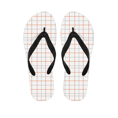 White Halloween Tattersall Pattern Print Flip Flops