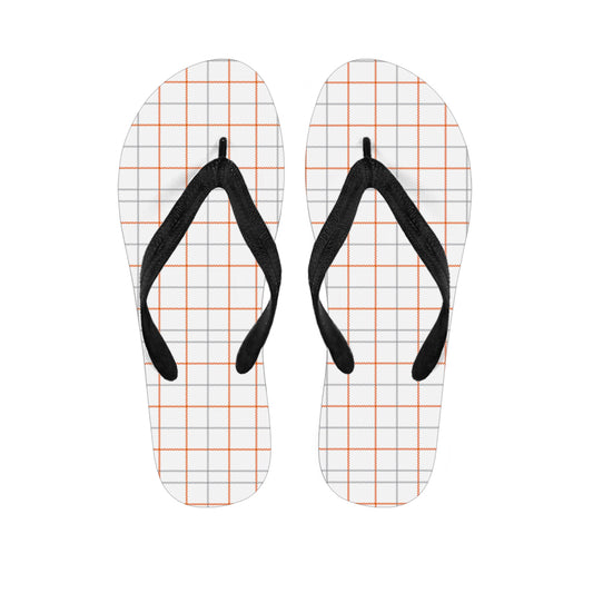 White Halloween Tattersall Pattern Print Flip Flops