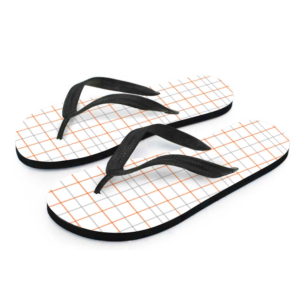 White Halloween Tattersall Pattern Print Flip Flops