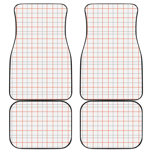 White Halloween Tattersall Pattern Print Front and Back Car Floor Mats