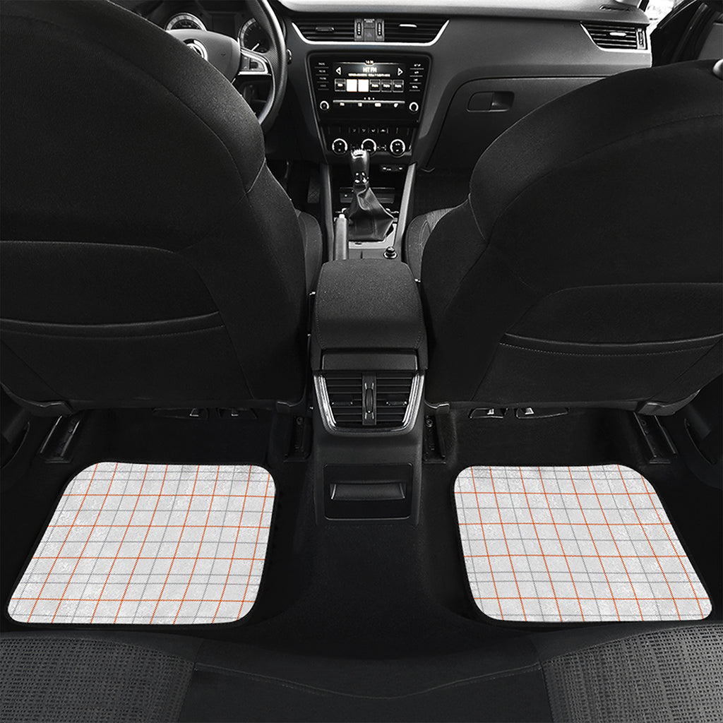 White Halloween Tattersall Pattern Print Front and Back Car Floor Mats