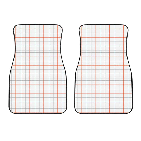 White Halloween Tattersall Pattern Print Front Car Floor Mats