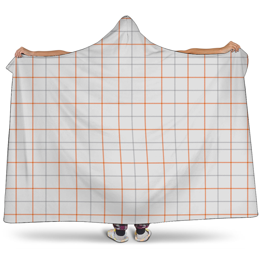White Halloween Tattersall Pattern Print Hooded Blanket