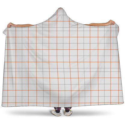White Halloween Tattersall Pattern Print Hooded Blanket