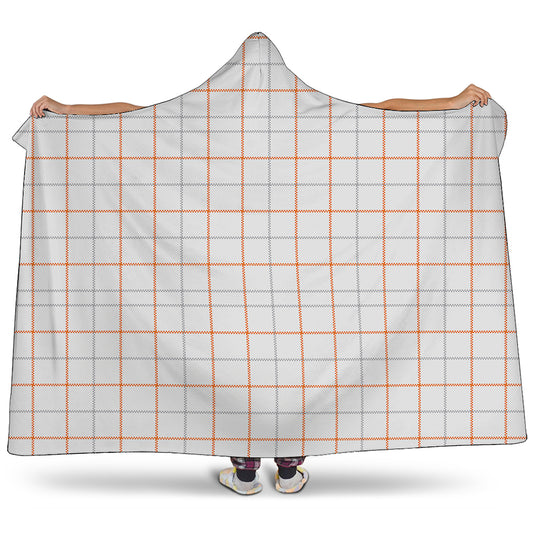 White Halloween Tattersall Pattern Print Hooded Blanket