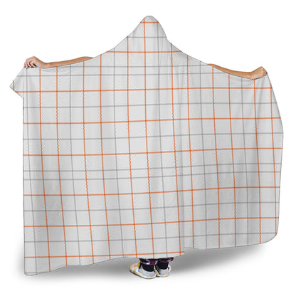White Halloween Tattersall Pattern Print Hooded Blanket