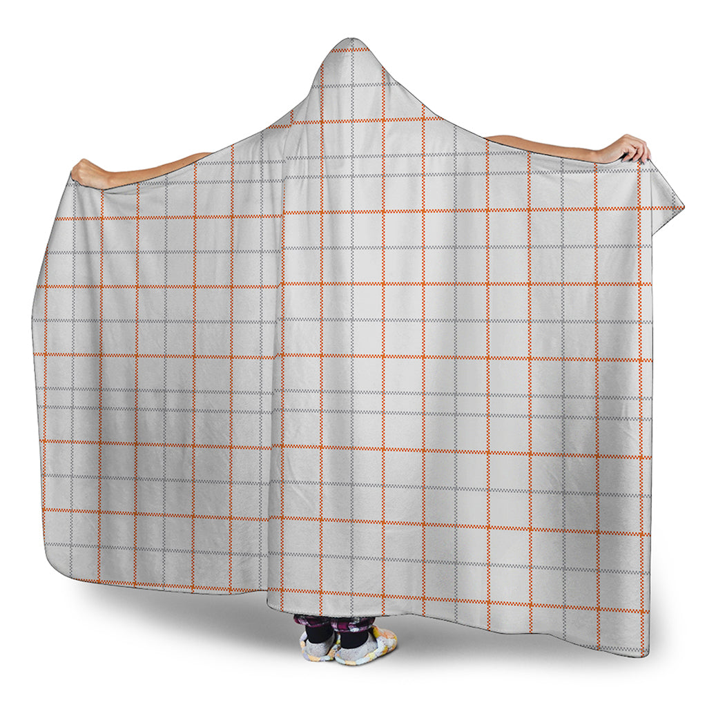 White Halloween Tattersall Pattern Print Hooded Blanket