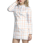White Halloween Tattersall Pattern Print Hoodie Dress