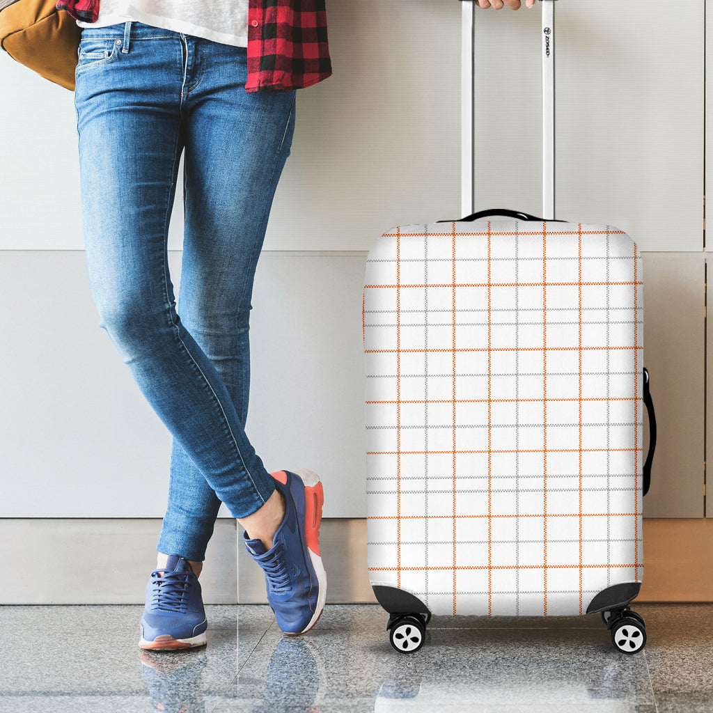 White Halloween Tattersall Pattern Print Luggage Cover