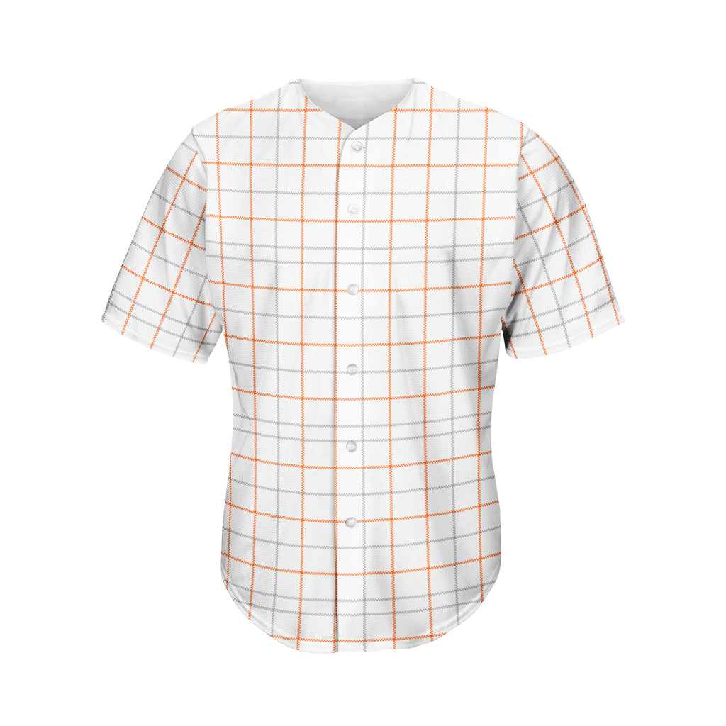 White Halloween Tattersall Pattern Print Men's Baseball Jersey