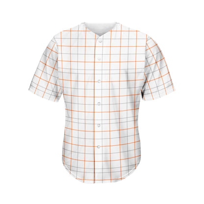 White Halloween Tattersall Pattern Print Men's Baseball Jersey