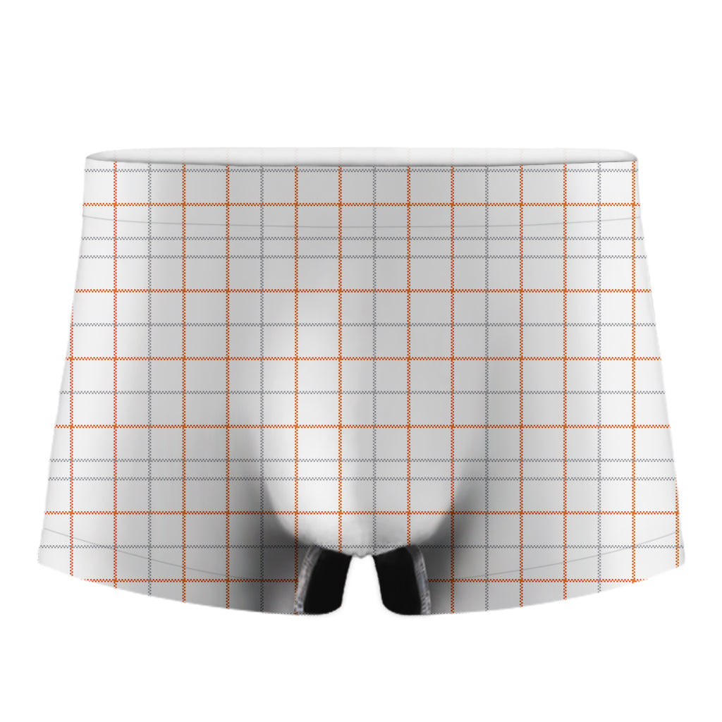 White Halloween Tattersall Pattern Print Men's Boxer Briefs