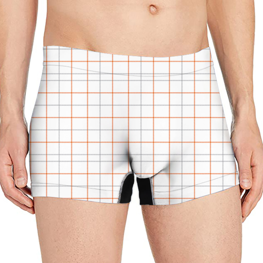 White Halloween Tattersall Pattern Print Men's Boxer Briefs