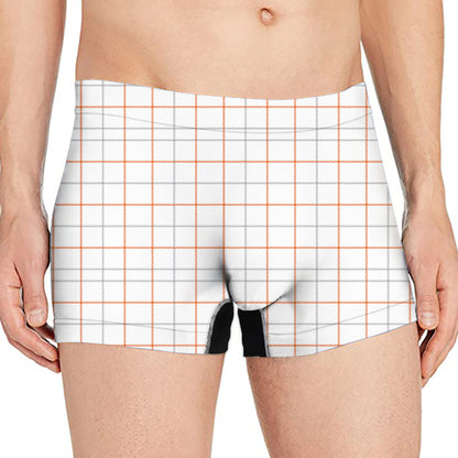 White Halloween Tattersall Pattern Print Men's Boxer Briefs