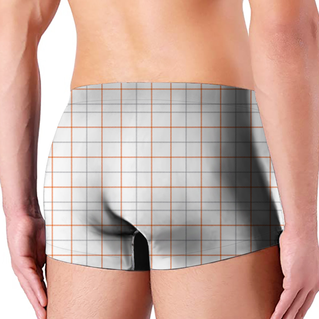 White Halloween Tattersall Pattern Print Men's Boxer Briefs
