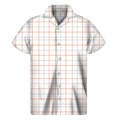 White Halloween Tattersall Pattern Print Men's Short Sleeve Shirt