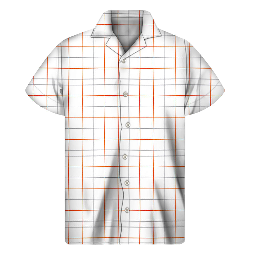 White Halloween Tattersall Pattern Print Men's Short Sleeve Shirt