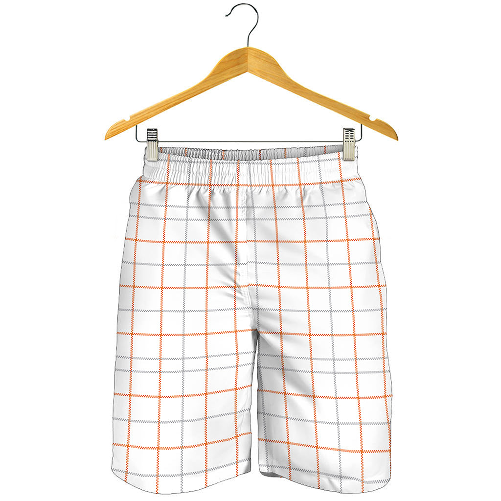 White Halloween Tattersall Pattern Print Men's Shorts