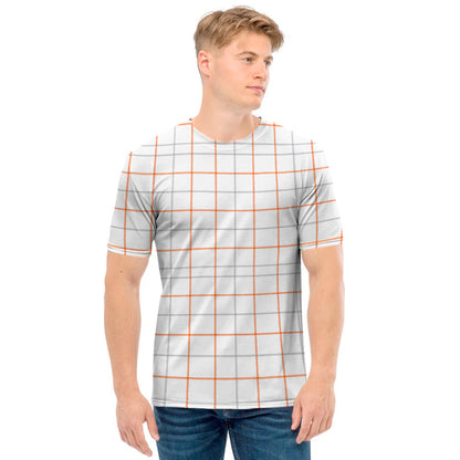 White Halloween Tattersall Pattern Print Men's T-Shirt