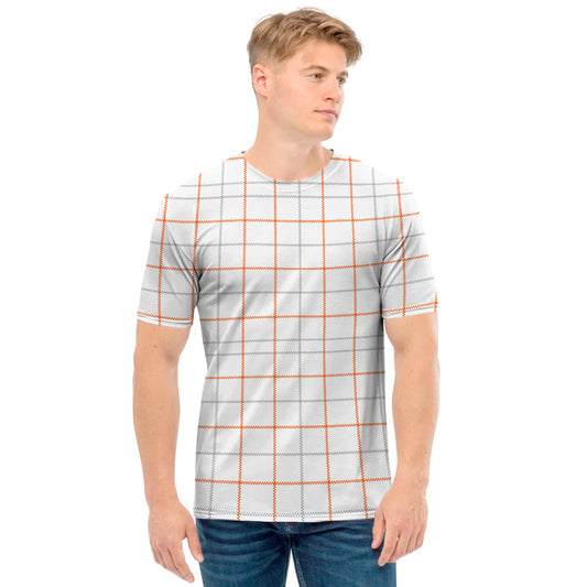 White Halloween Tattersall Pattern Print Men's T-Shirt