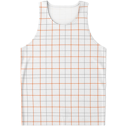 White Halloween Tattersall Pattern Print Men's Tank Top