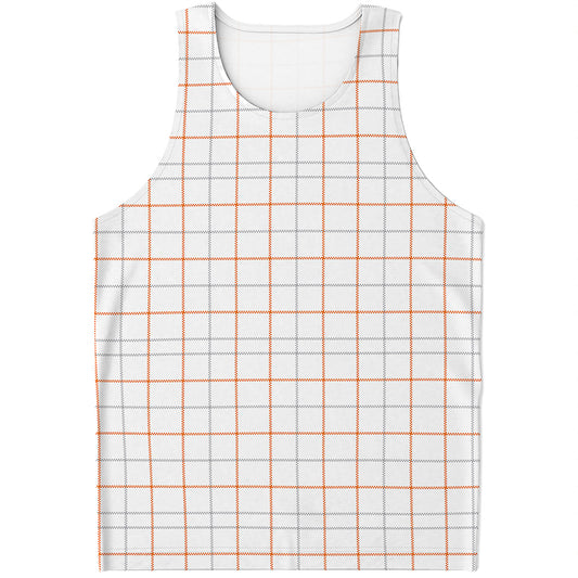 White Halloween Tattersall Pattern Print Men's Tank Top