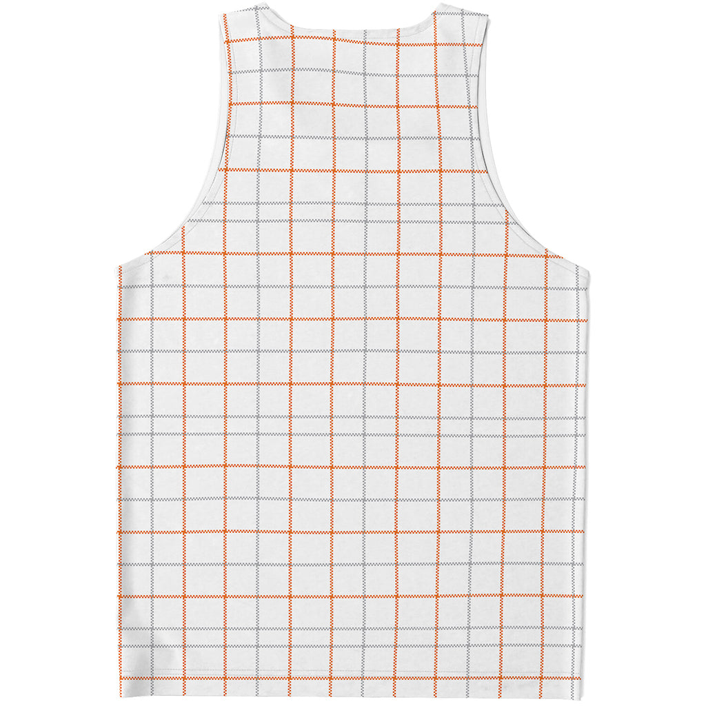 White Halloween Tattersall Pattern Print Men's Tank Top