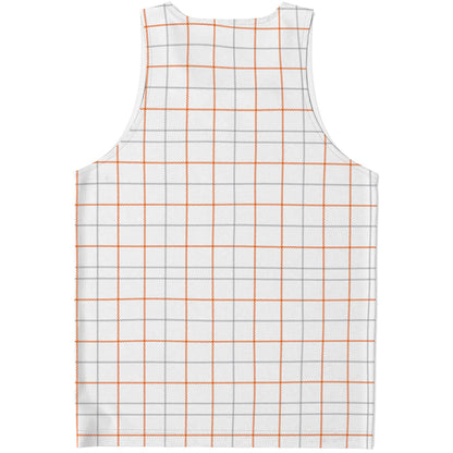 White Halloween Tattersall Pattern Print Men's Tank Top