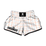 White Halloween Tattersall Pattern Print Muay Thai Boxing Shorts