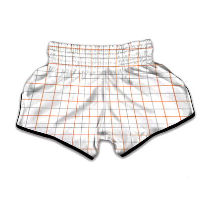 White Halloween Tattersall Pattern Print Muay Thai Boxing Shorts