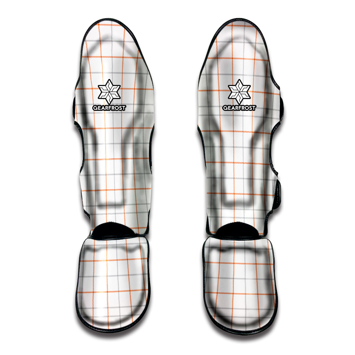 White Halloween Tattersall Pattern Print Muay Thai Shin Guard