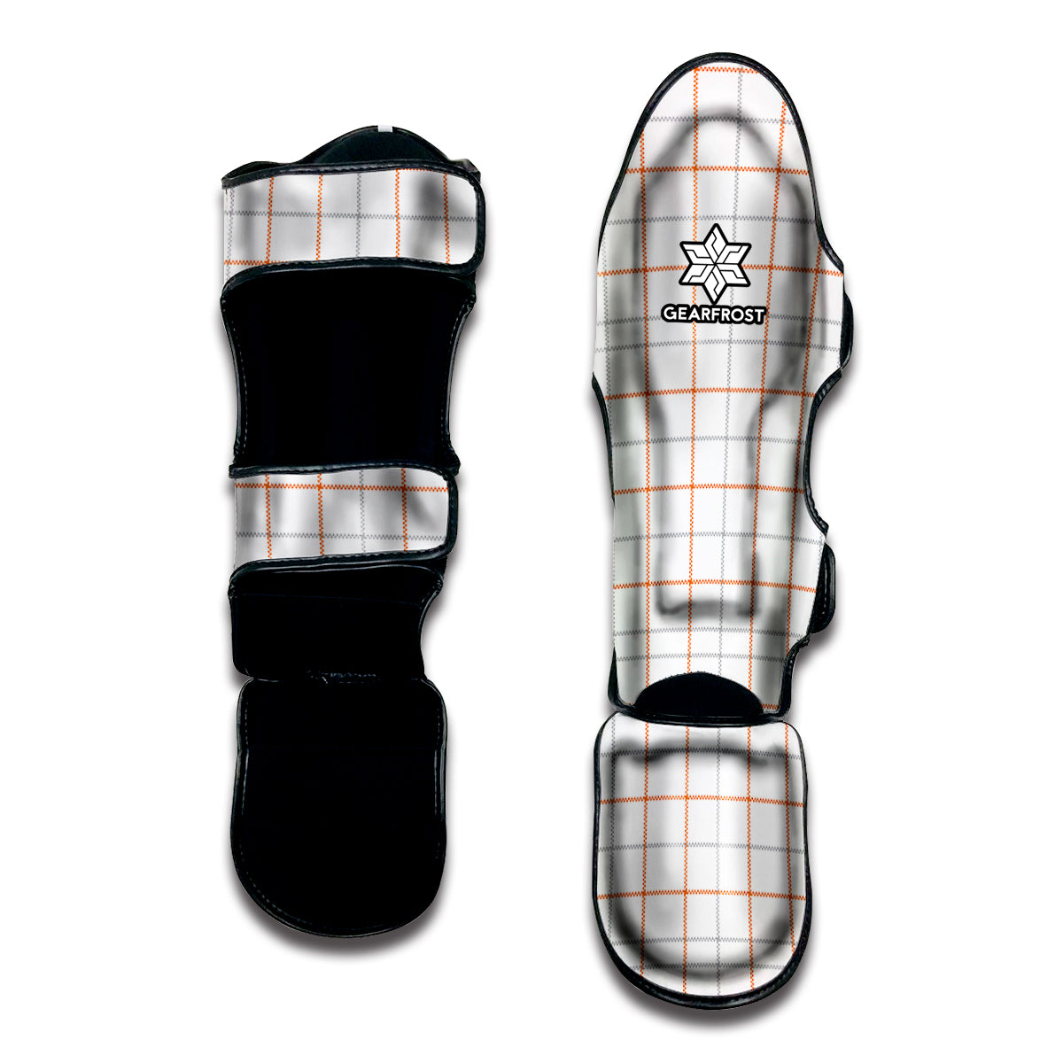 White Halloween Tattersall Pattern Print Muay Thai Shin Guard