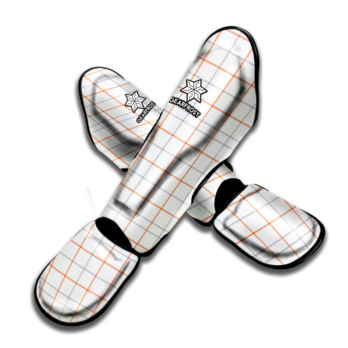 White Halloween Tattersall Pattern Print Muay Thai Shin Guard