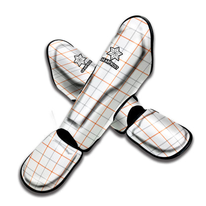 White Halloween Tattersall Pattern Print Muay Thai Shin Guard
