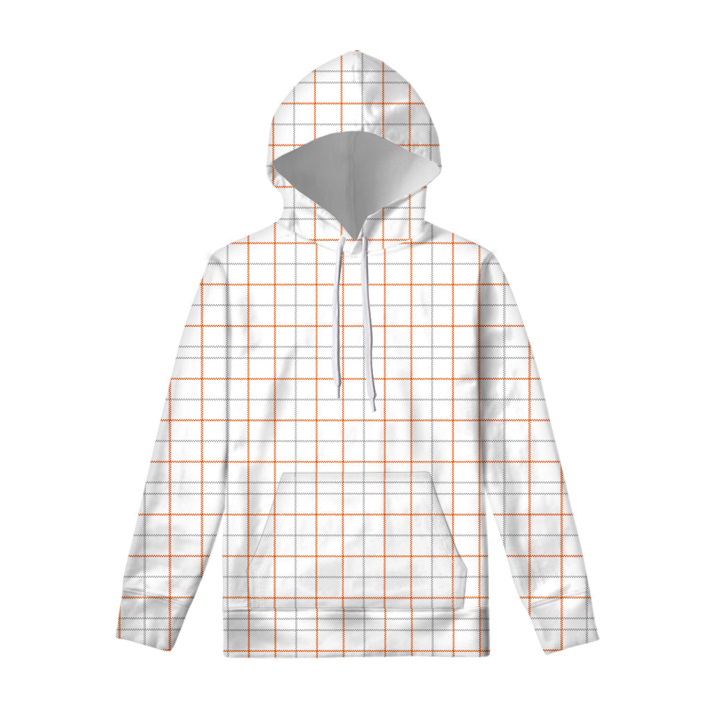 White Halloween Tattersall Pattern Print Pullover Hoodie