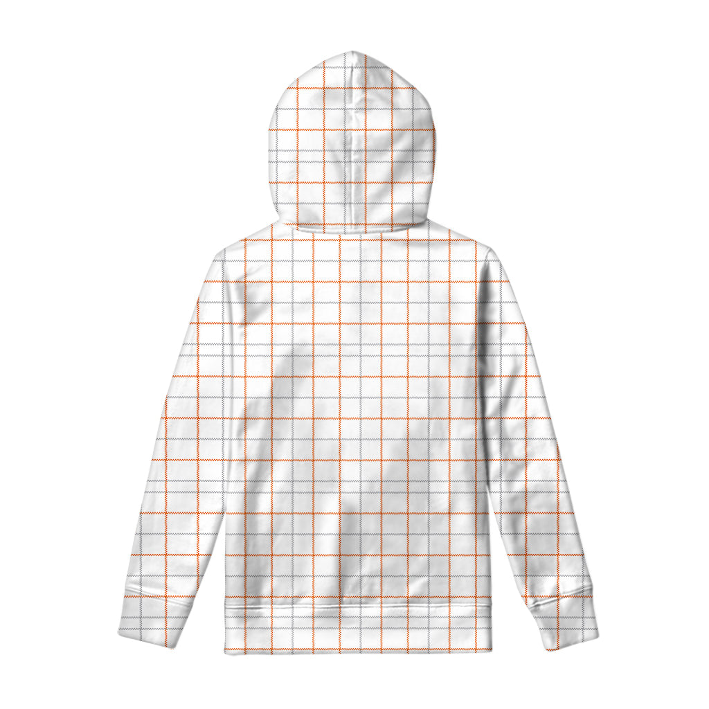 White Halloween Tattersall Pattern Print Pullover Hoodie