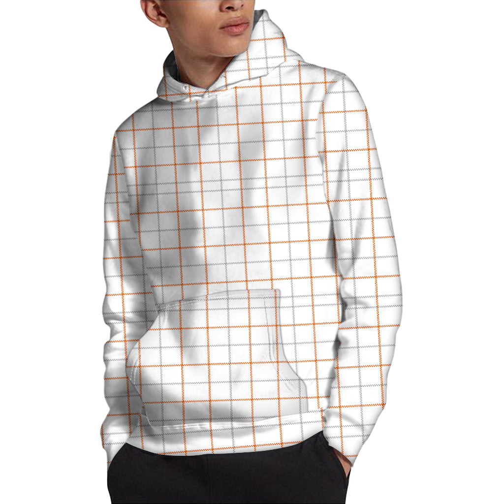 White Halloween Tattersall Pattern Print Pullover Hoodie