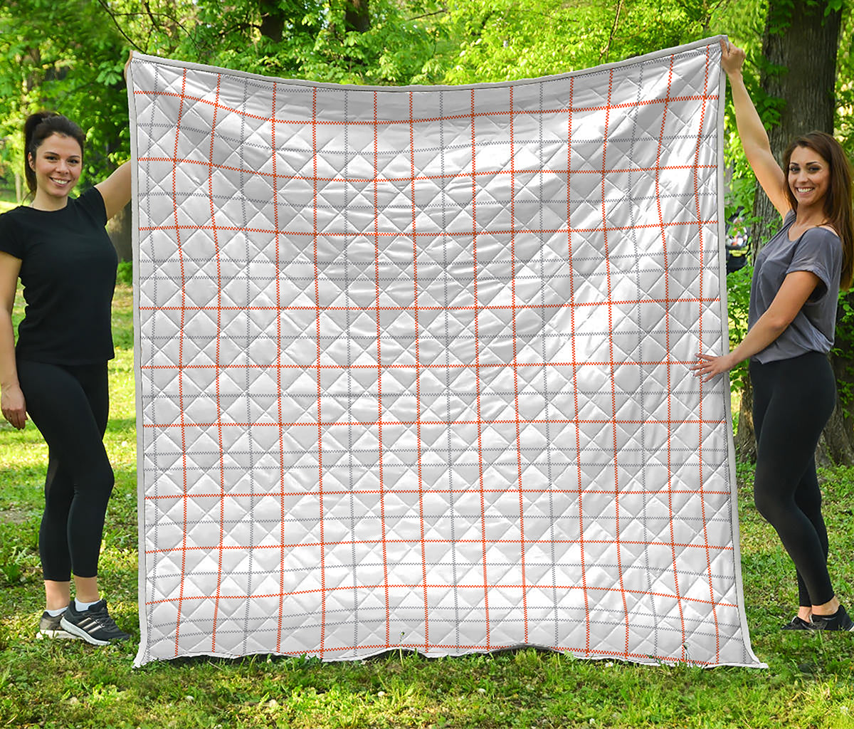 White Halloween Tattersall Pattern Print Quilt