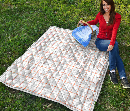 White Halloween Tattersall Pattern Print Quilt