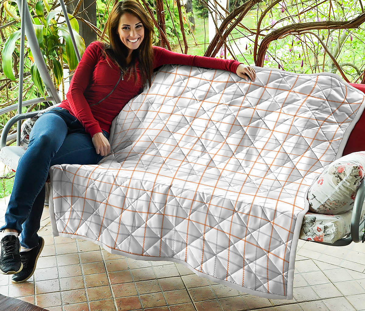 White Halloween Tattersall Pattern Print Quilt