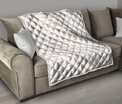 White Halloween Tattersall Pattern Print Quilt