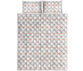 White Halloween Tattersall Pattern Print Quilt Bed Set