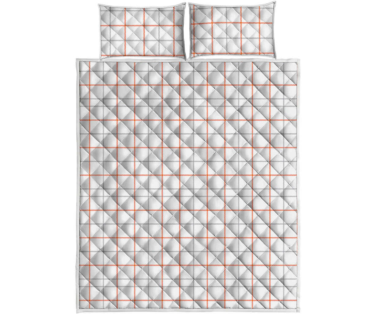 White Halloween Tattersall Pattern Print Quilt Bed Set