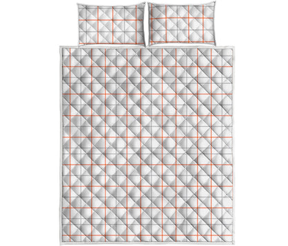 White Halloween Tattersall Pattern Print Quilt Bed Set