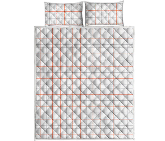 White Halloween Tattersall Pattern Print Quilt Bed Set