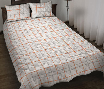White Halloween Tattersall Pattern Print Quilt Bed Set