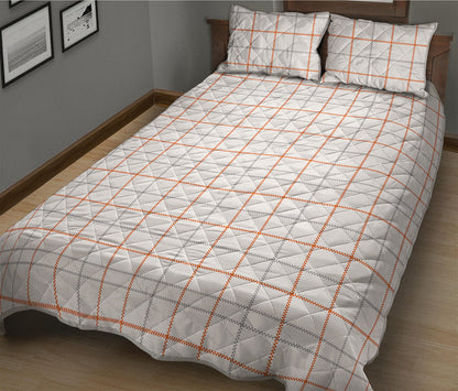 White Halloween Tattersall Pattern Print Quilt Bed Set