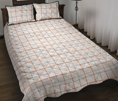 White Halloween Tattersall Pattern Print Quilt Bed Set