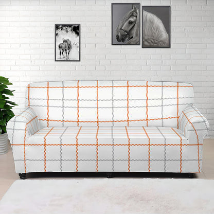 White Halloween Tattersall Pattern Print Sofa Cover